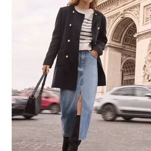 Black boucle Double-Breasted Coat